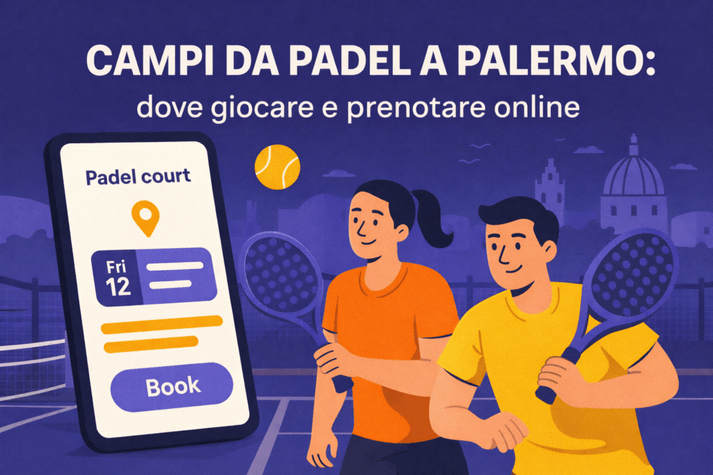 Campi da padel a Palermo: giocatori che prenotano un campo da padel online con app BookIt