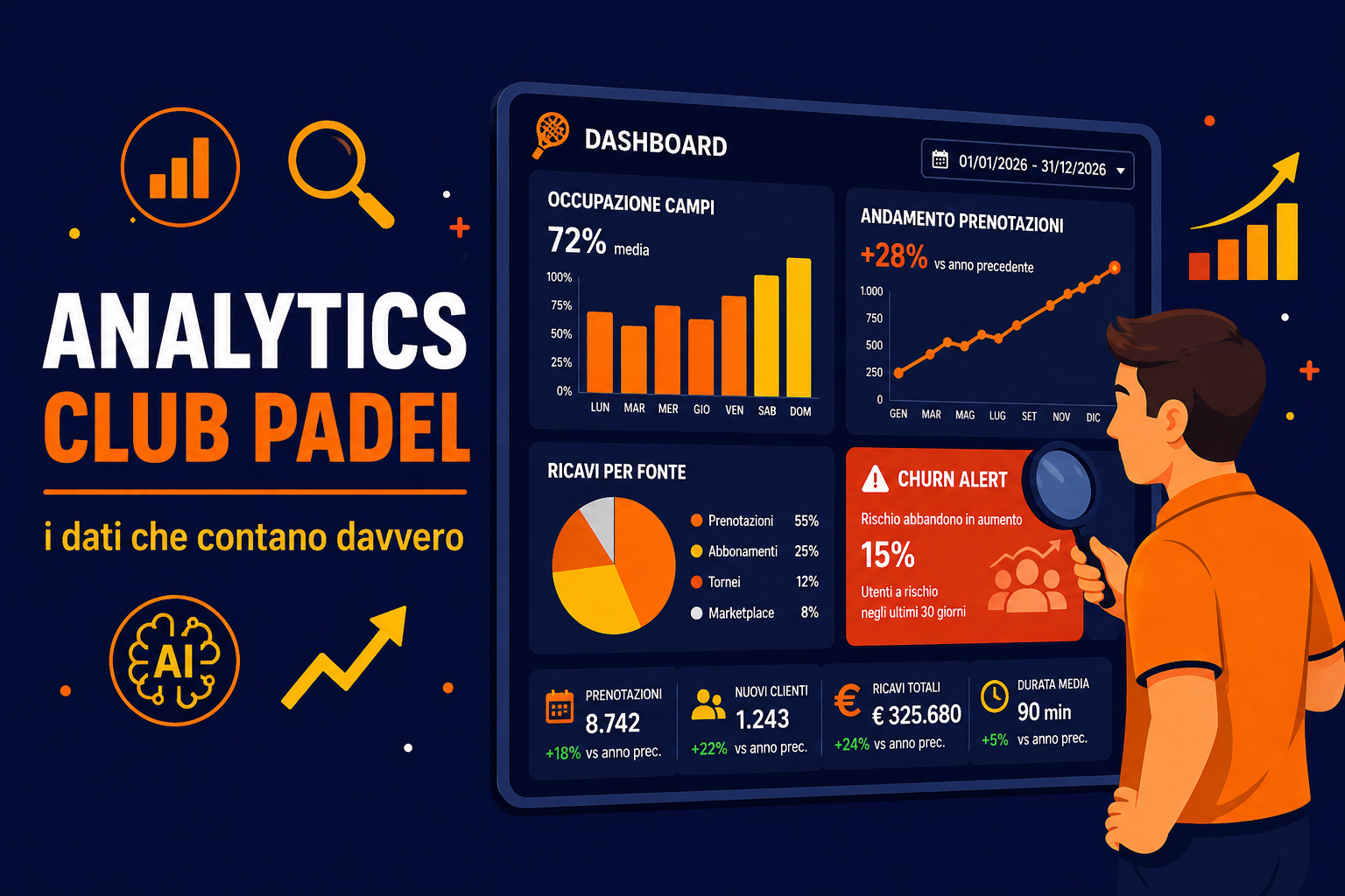 analytics club padel - quali dati monitorare per gestire meglio il club