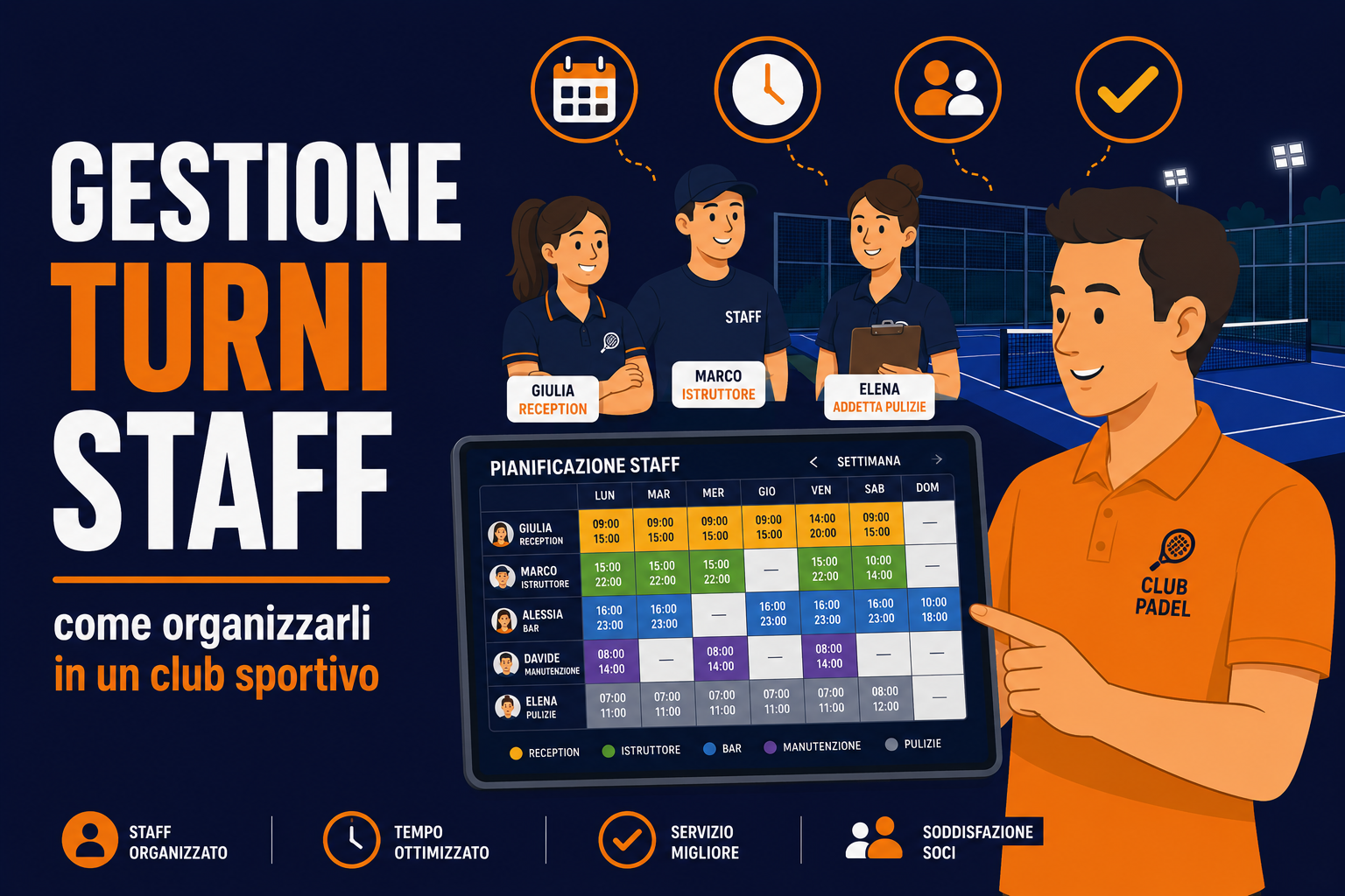 Gestione turni staff centro sportivo con BookIt
